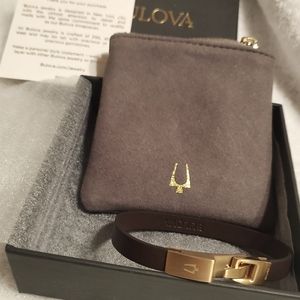 REDUCED $ / Bulova Mens Brown Leather / Brushed Rose Gold Bracelet NEW